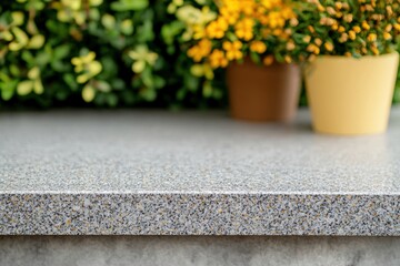 Aufkleber - Empty stone countertop with blurred wildflower meadow background