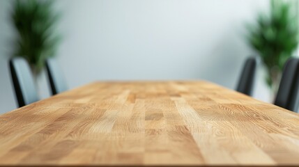 Poster - Empty wooden table providing ample space in contemporary office setting