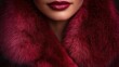 © Julia - Close-up of a woman’s lips and luxurious fur collar in deep burgundy tones, conveying elegance and sophistication in fashion aesthetics.