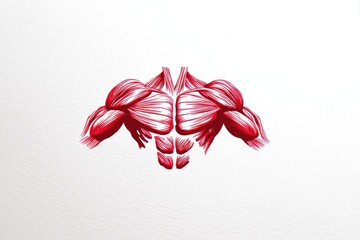 Poster - Detailed Red Muscle Illustration Showcasing Human Anatomy on a Clean White Background for Educational Purposes or Artistic Reference