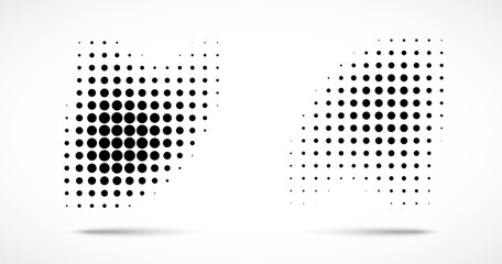 Wall Mural - halftone vector dots curved gradient pattern background. curve dotted spots using halftone circle do