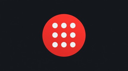 Red circle with white circles representing a grid layout.