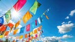 © Sawat - A panoramic view of colorful festival flags stretching across a sunny sky