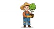 © SRI - Happy farmer planting a tree cartoon illustration