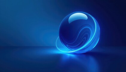 Abstract swirling blue orb, minimal vector art , digital art, dynamic