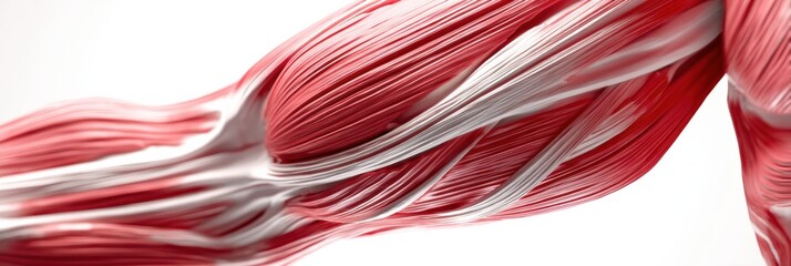 Poster - Floating Red Muscle Illustration on a White Background Highlighting Anatomy and Human Biology in a Clean and Bold Design for Educational Use