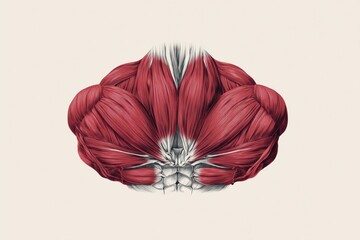 Poster - Floating Red Muscle Illustration on a White Background Showcasing Anatomical Details for Educational Purposes