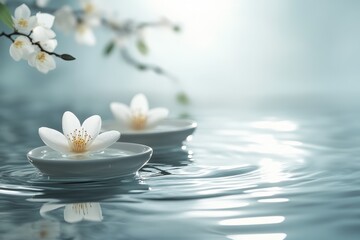 Aufkleber - Splashing water droplets create beautiful ripples on the surface as sunlight illuminates the tranquil scene during sunset by the lakeside