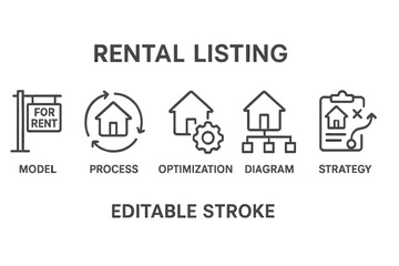 Wall Mural - icons representing rental listing concepts in line style for real estate and property management
