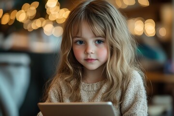 Fototapete - Cute girl using laptop on a project at a modern office space during the afternoon