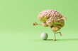 © Westend61 - 3D rendering of a brain playing soccer on a green background symbolizing mental health and active lifestyle