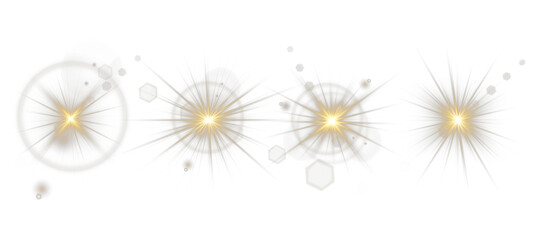 Wall Mural - shining sun flare pulses in vector transparent format. gold sparkle overlays add ambient brilliance 