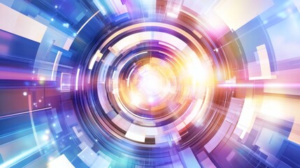 Wall Mural - abstract digital artwork featuring concentric rings and glowing light effects.