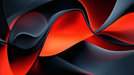 Wall Mural - dynamic interplay of flowing, abstract, red and black shapes.