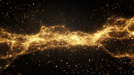 Wall Mural - golden particles flowing in a mesmerizing, abstract pattern.