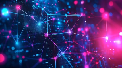 Wall Mural - abstract digital network illustration showcasing interconnected nodes.