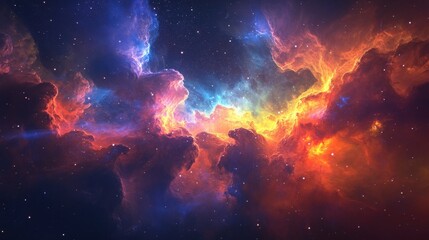 Wall Mural - a vibrant cosmic nebula with swirling colors and glowing dust clouds forming new stars