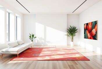 Wall Mural - blank white modern room interior, minimalist design, ample copy space, airy, clean lines
