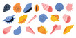 © Yaryna - Set of hand drawn colorful seashells. Design elements for print, sticker, greeting card and invitation.