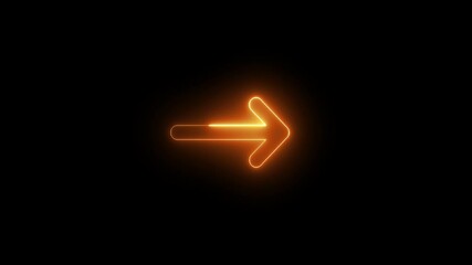 Directional icon , neon directional arrow line looking signal on the place,Neon arrow background animation,Neon arrow turning right, Road sign icon light glow neon bright symbol with dark background