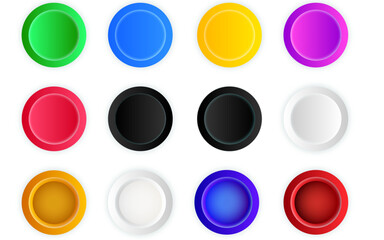 Colorful round vector buttons on transparent background
