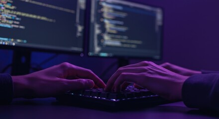 Programmer Hands Typing on Keyboard, Photo