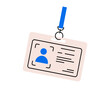 © Esgoty - Hand drawn cute illustration of id card. Flat vector corporate badge doodle. Company personal identification.  Office worker identity icon. Security access pass. Member authentication. Isolated.