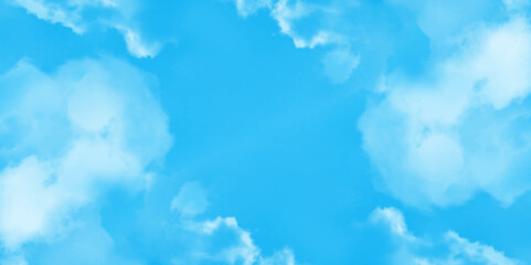 Wall Mural - gradient blue sky with clouds. light sky blue shades watercolor. sky nature landscape background. sk