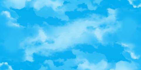 Wall Mural - gradient blue sky with clouds. light sky blue shades watercolor. sky nature landscape background. sk