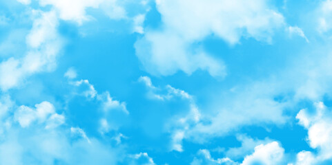Wall Mural - gradient blue sky with clouds. light sky blue shades watercolor. sky nature landscape background. sk