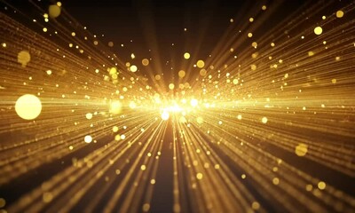 Wall Mural - a sequence of golden bokeh bursts glowing across a dark background made with generative ai technolog