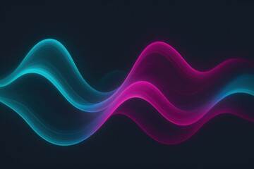 Wall Mural - dynamic abstract waveforms in vibrant cyan and magenta smoothly against a deep charcoal background s