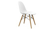 © Ukilats - White plastic chair with wooden legs