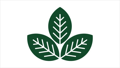 Green leaf icon trio vector eco nature foliage symbol design