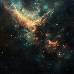 Wall Mural - galactic landscape showcasing vibrant cosmic clouds and twinkling stars in a mesmerizing space envir