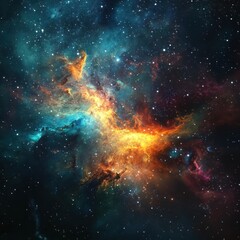 Wall Mural - vibrant colors swirl in a cosmic nebula showcasing the beauty of a galactic formation with striking 