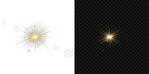 Wall Mural - light star gold png shines with bright sun intensity. solar rays flicker vividly with soft transitio