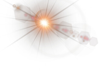 Wall Mural - sunlight glare expands in soft transparent radial pattern. golden star flash beams with yellow radia