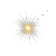 Wall Mural - sunlight glare expands in soft transparent radial pattern. golden star flash beams with yellow radia