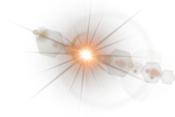 Wall Mural - sunlight glare expands in soft transparent radial pattern. golden star flash beams with yellow radia