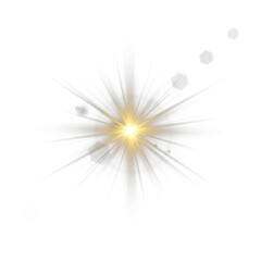 Wall Mural - golden flare light glistens smoothly on transparent png layer. star light shines in perfect circular