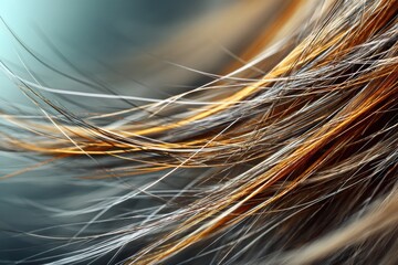 Poster - Close-up View of Hair Strands With Highlights and a Soft Blurred Background Showcasing Beautiful Textures