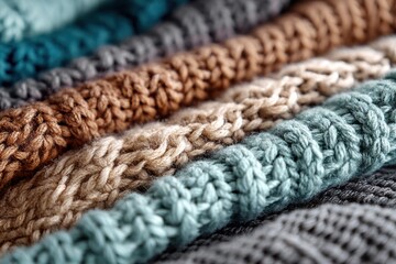 Aufkleber - Knitted Wool Texture Showcases Cozy Pastel Colors for a Warm and Inviting Design Touch