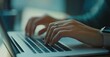 © Mark - A laptop in an office is used by a businessman for typing, online planning, proposal writing, and research, typical of a creative startup, where professionals and workers use computers to collaborate