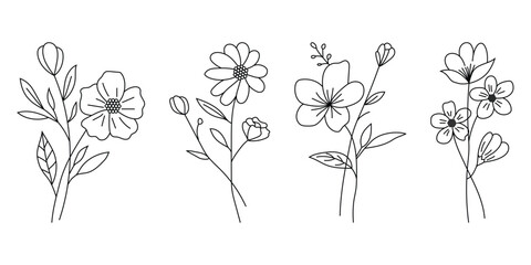 Elegant Floral Line Art Collection