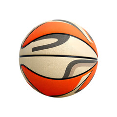 Fototapete - Modern Basketball Art, A 3d Render With Bold Patterns. A Classic Sports Ball On White. Design Element. Plain Background.