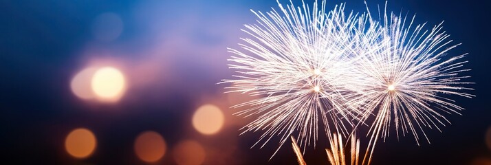 white fireworks exploding on night background