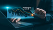 © Ao Zaa Studio - Cost reduction business finance concept, Budget management and cost management, Businessman analyzes financial graphs to reduce business costs, Optimization, Strategy, Economic cost savings.