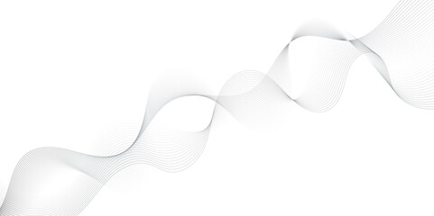 Aufkleber - Abstract grey, white smooth element swoosh speed wave modern stream background. Wave with lines created using blend tool. Abstract frequency sound wave lines and twisted curve lines background.	