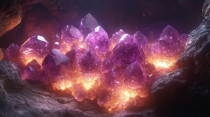 Wall Mural - crimson echoes resonate within a cavern of sculpted amethyst